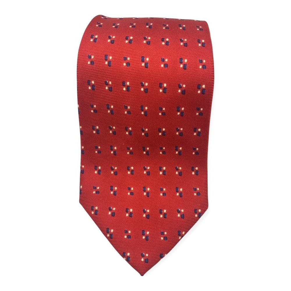 Polo‎ by Ralph Lauren 100% Silk Red Geometric Pattern Men's Necktie Short